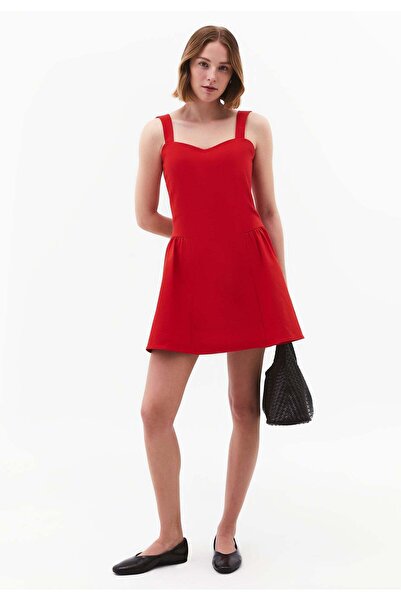 OXXO Sleeveless Sweetheart Neckline A-Line Short Dress - RACING RED