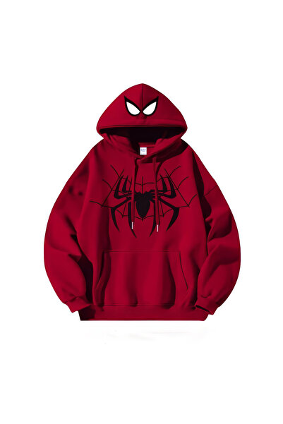 classy moda Spider Printed Oversize Unisex Hooded Sweatshirt