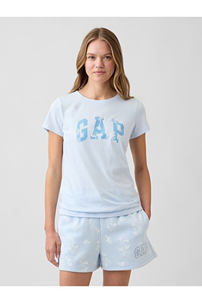 GAP Kadın Açık Mavi Logo T-Shirt