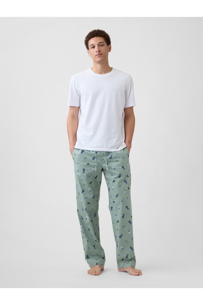 GAP Erkek Yeşil Relaxed Poplin Pijama Altı