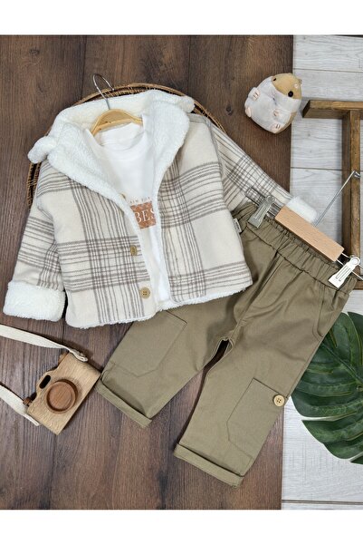 bebendy baby&kids Wellsoft Fur Coat with Woodcutter Design, Teddy Bear Printe...