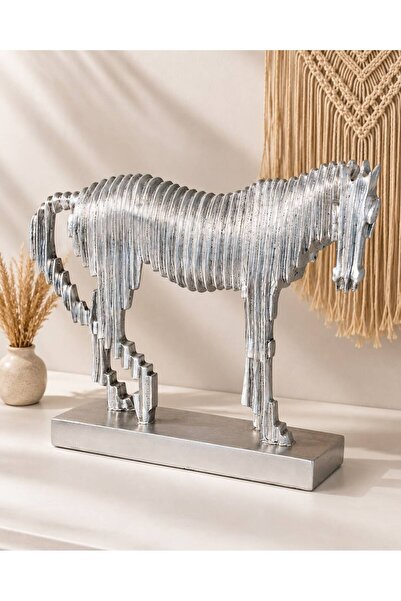 Hinora Çizgi Model At Figür Metal Dekoratif Şık Biblo Salon Ofis Hediyelik Eşya