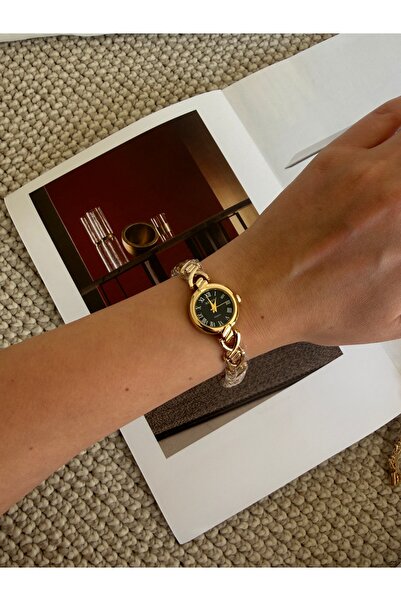 Lillianna Kadın Gold Roma Rakamlı Saat Yuvarlak Çelik Kordon Analog Quartz Ko...