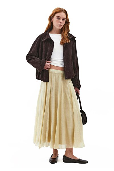 OXXO High Waist Flared Midi Skirt - SAGE GREEN