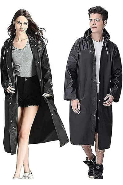 GENERAL Portable Hooded Raincoat for Adults Eva Material Reusable for Emergen...