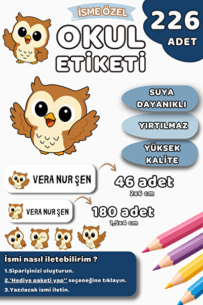 Hume Craft 226 Adet Kişiye Özel Okul Etiketi Kalem Defter Etiketi Özel Isim Y...