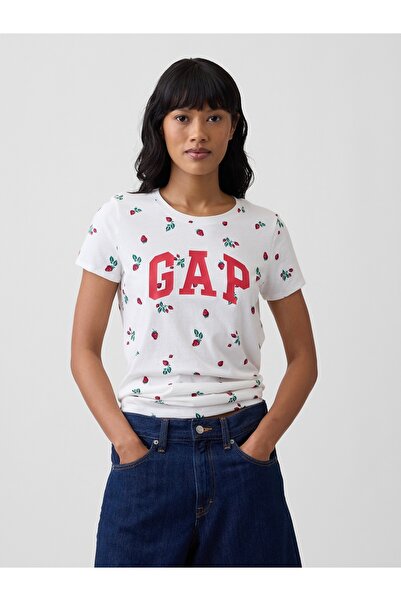 GAP Kadın Kırık Beyaz Logo T-Shirt