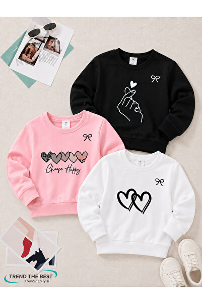TREND THE BEST Trendin En İyisi Winter Unisex Black, Pink, White 3-Piece Swea...