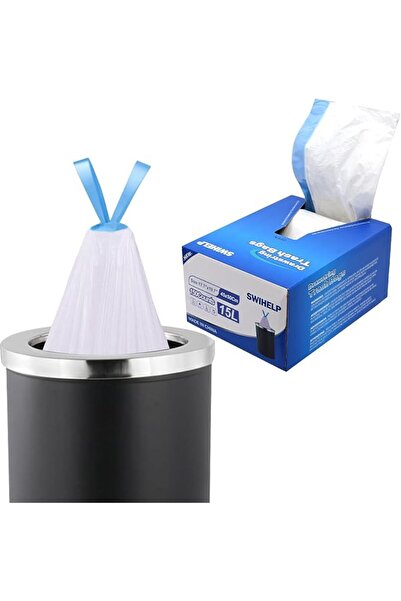SWIHELP Drawstring Trash Bags, Medium-Sized Garbage Bags for Office and Kitch...