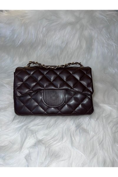 GK LUXURY & FASHION Women's Quilted Patterned Chain Strap Crossbody Shoulder Bag – Black / Brown