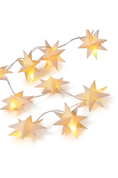 OtherMax Ghirlandă de Crăciun 20 LED Stele de Hârtie Alb Cald 4m cu Timer — g...
