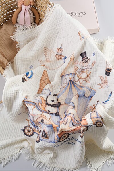 Bondberro 4-Layer Fringed Premium Multi Muslin Baby and Kids Blanket 100% Cot...