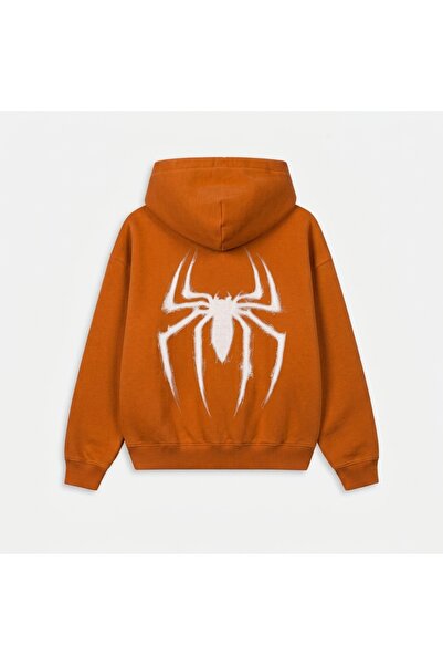 classy moda Unisex Oversize Spider Printed Hooded Sweatshirt