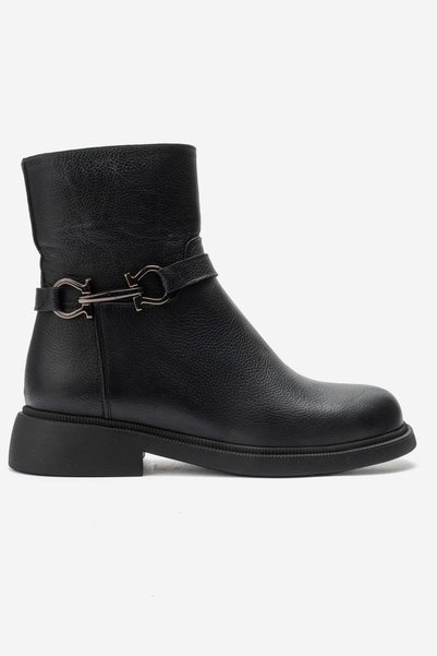 Zeynep Sıradağlı Zarko Women's Genuine Leather Boots with Accessory Detail in Black