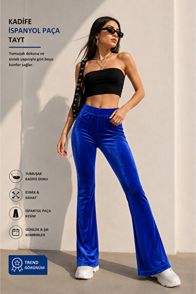 Defne Fashionable Velvet Spanish Flare Flexible Stone Printed Leggings