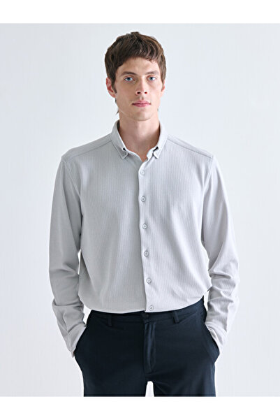 LC Waikiki Rmz Gi̇yi̇m Farkiyla Slim Fit Long Sleeve Men's Shirt
