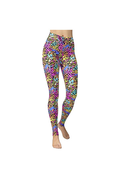 OtherMax Colanți de damă sport casual, cu imprimeu leopard stil anii '80, col...
