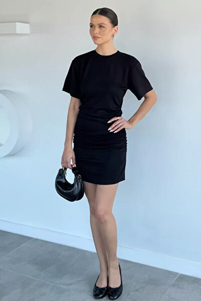 TOZLU Side Gathered Women's Dress