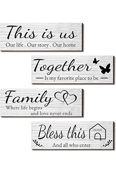 GENERAL لوحات فنية جدارية للمنزل بتصميم عبارة "THIS IS US/TOGETHER/BLESS THIS...