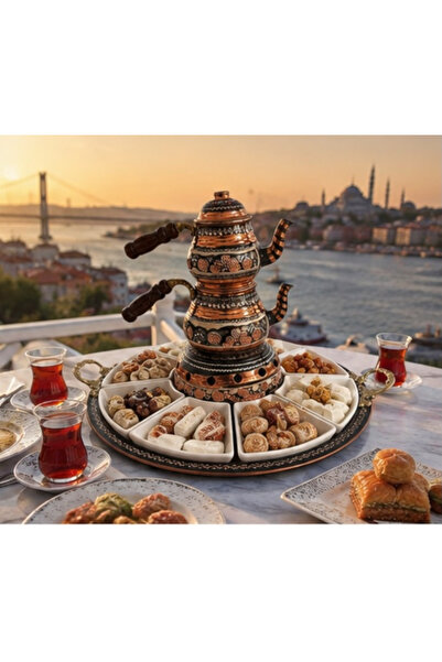 BARITCIOGLU Sunum şıklığı Bakır kahvaltı seti çaydanlık
