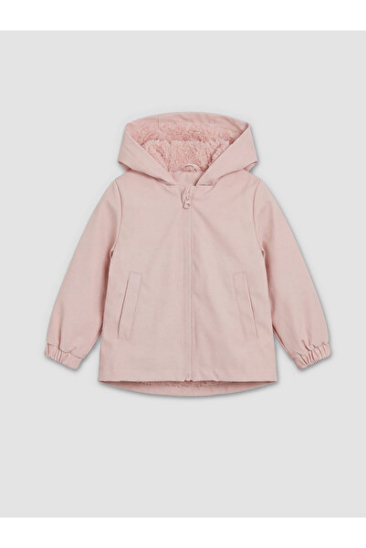 LC Waikiki LCW baby Pembe Pelüş Astarlı Kapüşonlu Kız Bebek Astronot Mont