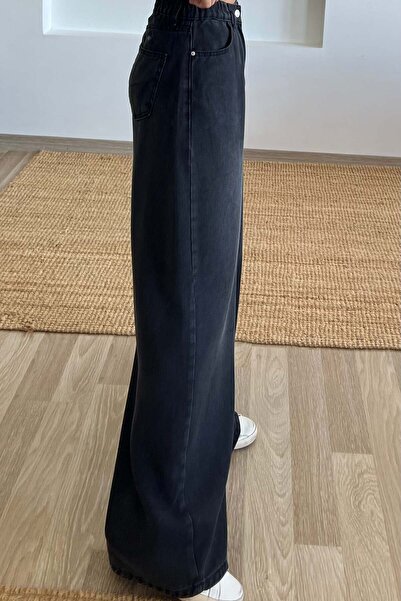 butikhola Anthracite Soft Textured Jeans with Elastic Waist