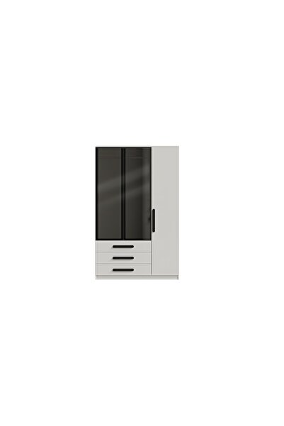 FURNISKY Nur Camlı Gardırop 3 Kapılı Elbise Dolabı Raflı Askılıklı - %100 MDF...