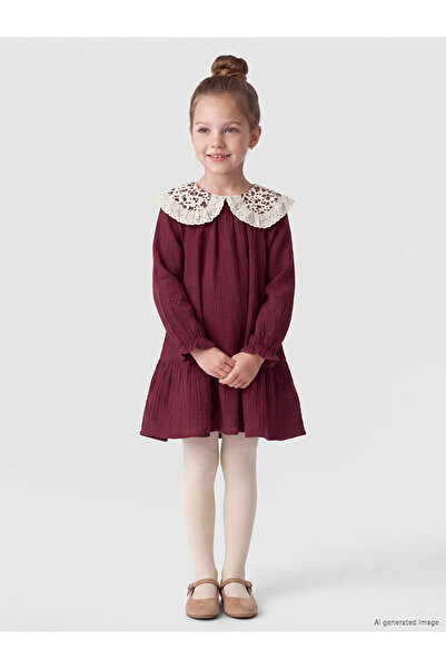 LC Waikiki I Bebe Roba Collar Embroidered Long Sleeve Girl's Dress from Freez...