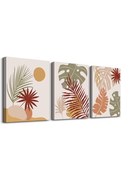 OtherMax Tablou Boho Perete Abstract Botanică Verde Burgundiu Galben — poster...