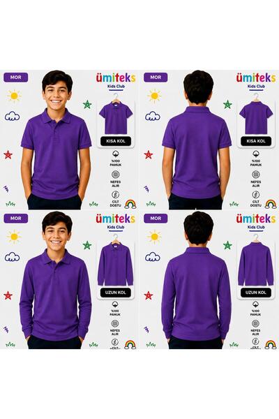 ümitteks iş ve okul kıyafetleri Unisex Children's Polo Collar T-Shirt 100% Co...