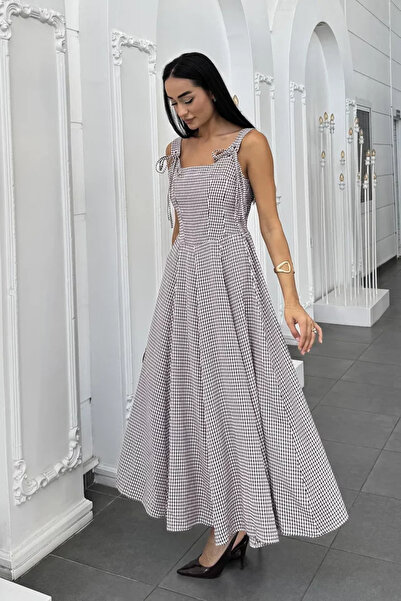 TOZLU Gülseli Shoulder Tie Patterned Dress