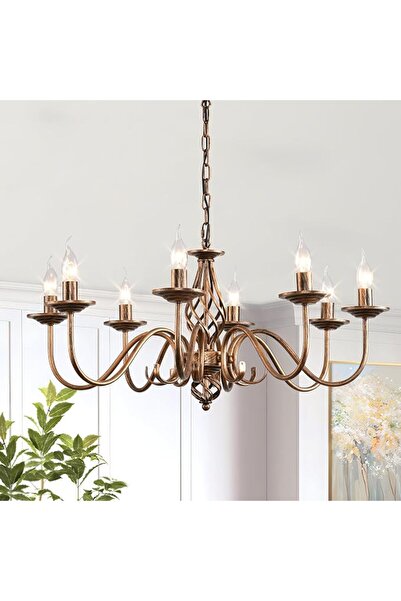 GENERAL Janyed Black 8-Light Living Room Crystal and Metal Dimmable Height Ad...