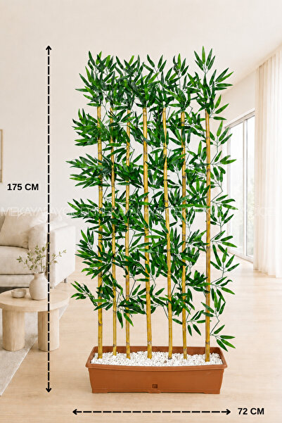 Meka Yapay Çiçek Yapay Yapraklı Bambu Seperatör 175 Cm 7 Dal Villa Saksı