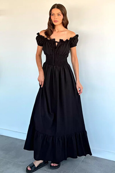 TOZLU Rochie de damă cu volane la umeri și talie elastică