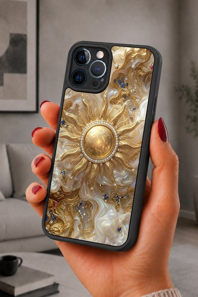 BGAKSESUAR iPhone 12 Pro Max Compatible Sun Motif Patterned Shockproof Case w...