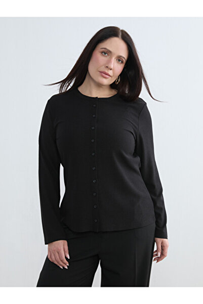 LC Waikiki Rmz Gi̇yi̇m Farkiyla Large Size Zero Roba Collar Women's Cardigan