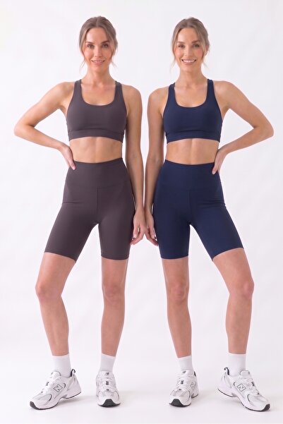 ONLİO GİYİM Women's 2-Piece Advantageous (Navy Blue-Anthracite) High Waist Sl...