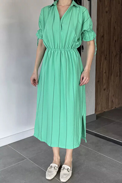 TOZLU Rochie cu mânecă scurtă, cu elastic în talie și model în dungi
