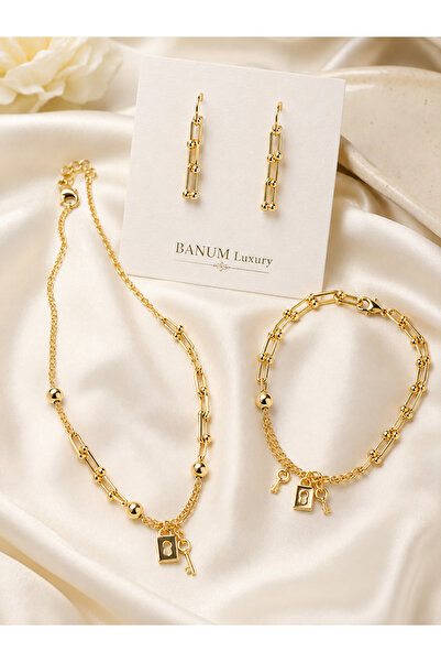 Banum Luxury Tasarım Modern Roma 3lü Altın Tonlu Harıka Set