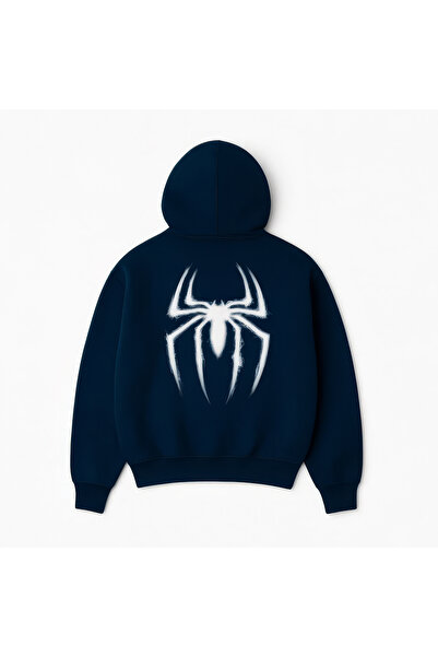 classy moda Unisex Oversize Spider Printed Hooded Sweatshirt
