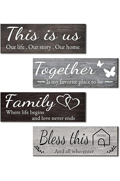 GENERAL لوحات فنية جدارية للمنزل بتصميم عبارة "THIS IS US/TOGETHER/BLESS THIS...