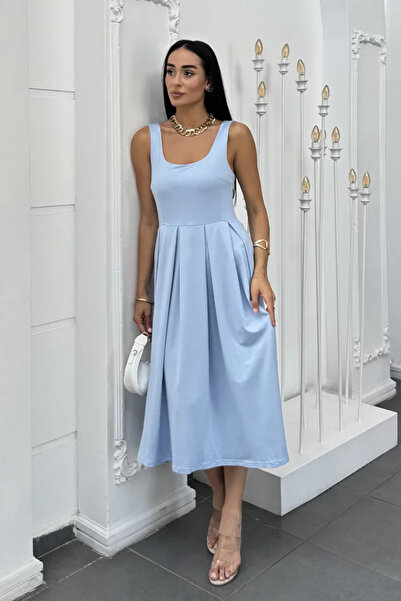 TOZLU Women's Pleated Strap Dress