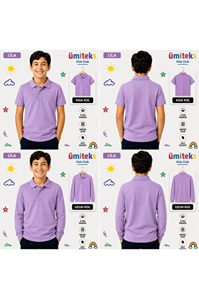 ümitteks iş ve okul kıyafetleri Unisex Children's Polo Collar T-Shirt 100% Co...