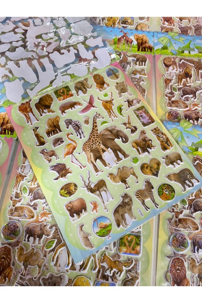 PABS Animal Kingdom Sticker-3D Embossed Colorful Sticker-2 Sheets 80 Pieces (Size 22X18Cm) +3 Years