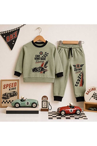 HOMEROSE ERKEK ÇOCUK ARABALI VINTAGE CAR EŞOFMAN TAKIMI