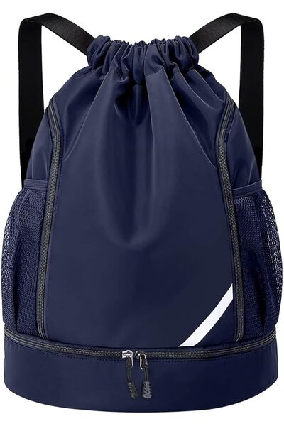 GENERAL Drawstring Sports Gym Bag Waterproof String Backpack with Shoe Compar...