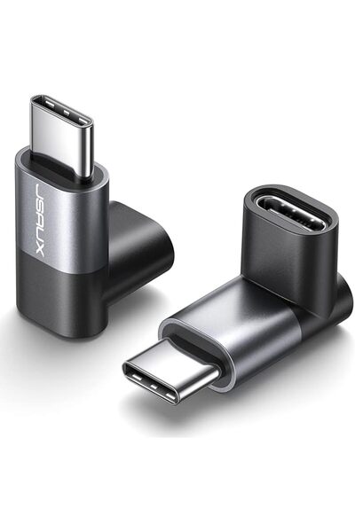 jsaux 90 Degree Right Angle USB C Male to Female Adapter, 2-Pack