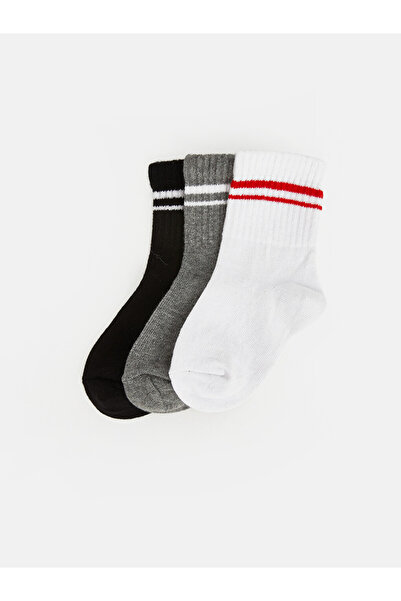 LC Waikiki Rmz Gi̇yi̇m Farkiyla Striped Boys' Socks 3-Piece Set