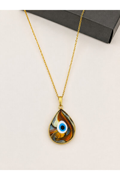 PULİNİN DÜKKANI Handmade Glass Evil Eye Beaded Drop Necklace – Women's Access...
