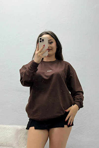 BELENDİR Women's Printed 2 Thread Sweat Coffee